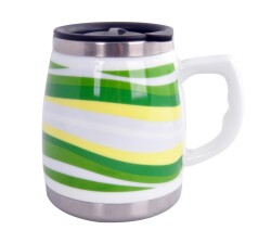 Andoutdoor AND325A İçi Çelik Dışı Desenli Seramik Kupa Mug - Andoutdoor