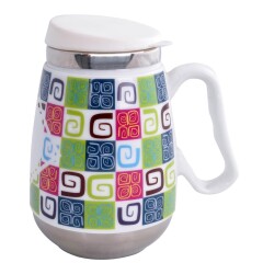 Andoutdoor AND325B İçi Çelik Dışı Desenli Seramik Kupa Mug - Andoutdoor