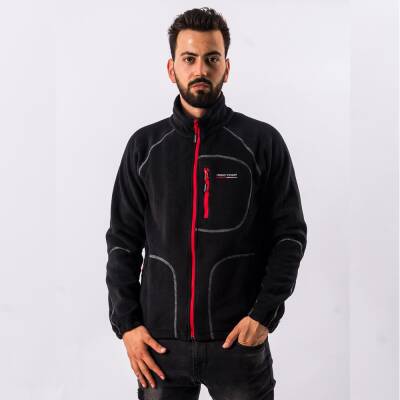 FreeCamp Man Full Zipper Fleece Polar-SİYAH-KIRMIZI - 1