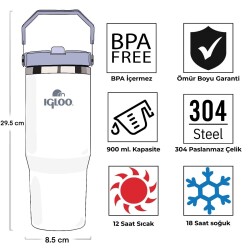 Igloo Powder Termos 900ml-MAVİ-BEYAZ - 4