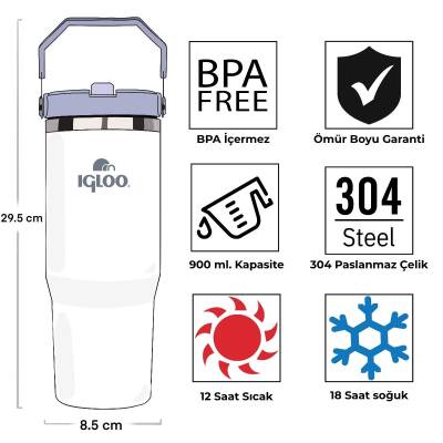 Igloo Powder Termos 900ml-MAVİ-BEYAZ - 4