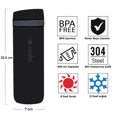 Igloo Squid Termos 600ml-SİYAH - 4