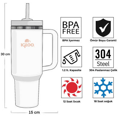 Igloo Stadler Thermo-Mug 1.2 Litre-BEYAZ - 4