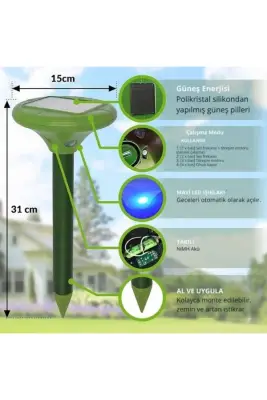 Kemirgen ve Sürüngenlere Karşı Güneş Enerjili Cihaz–Yılan, Fare, Köstebek İçin, 1250 m² Alan - 2