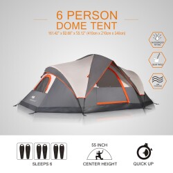 MobiHome DomeHike 6 Kişilik Otomatik Çadır- GRİ - 4