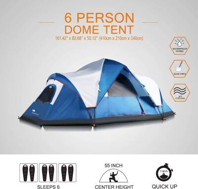 MobiHome DomeHike 6 Kişilik Otomatik Çadır-MAVİ - 3