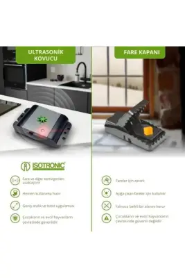 Mobil Ultrasonik Fare Kovucu – Pilli, 40 m² Alan (İlk Piller Dahil) - 7