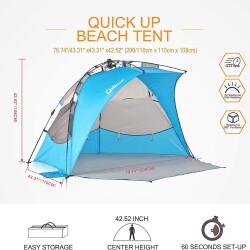 QuickUP Otomatik Plaj Çadırı-MAVİ - 4