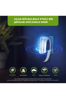 UV Işıklı Sinek Kapanı | Elektrikli, Sessiz, Kimyasalsız Sinek ve Sivrisinek Kovucu + Gece Lambası - 7